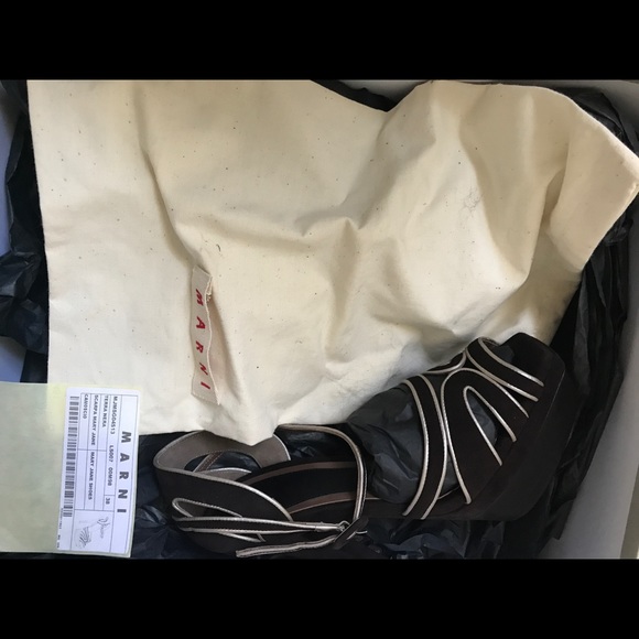 Marni New size 8 Chocolate Suede Sandals Platform - Picture 6 of 8